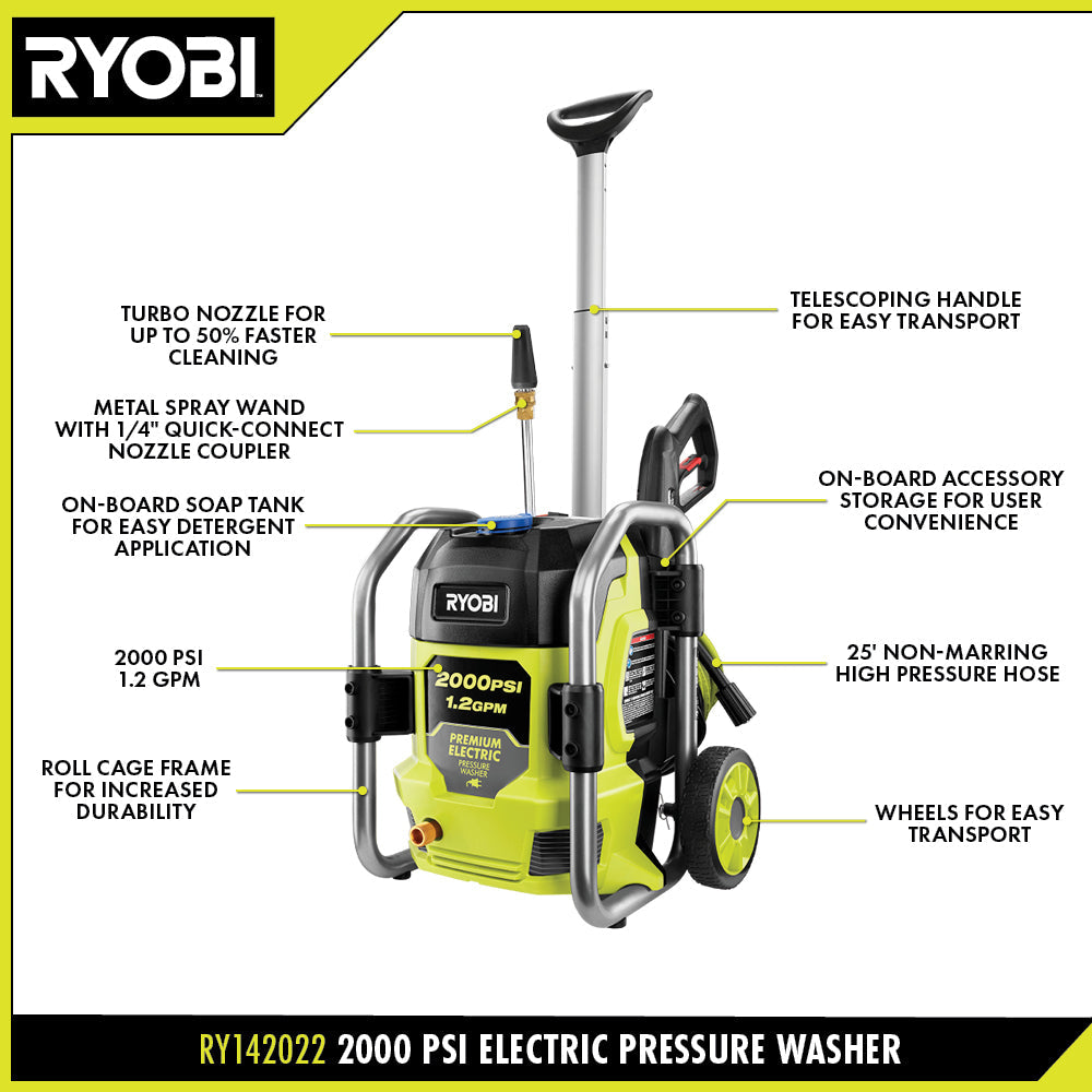 2000 PSI Electric Pressure Washer with Free 12" Electric Pressure Washer Surface Cleaner