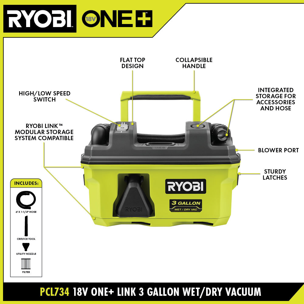 18V ONE+ LINK 3 Gallon Wet/Dry Vacuum Kit