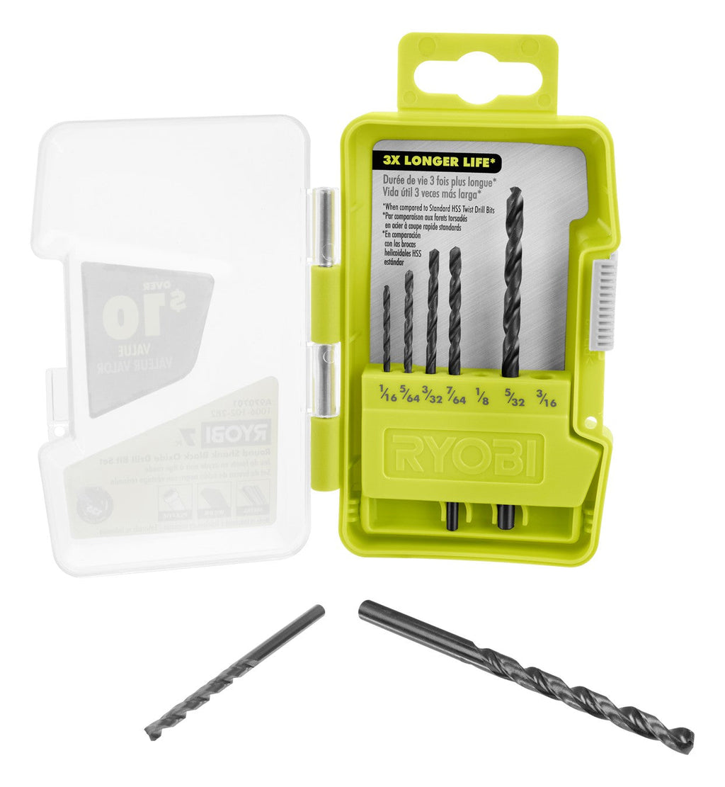 7 PC. Round Shank Black Oxide Drill Bit Set