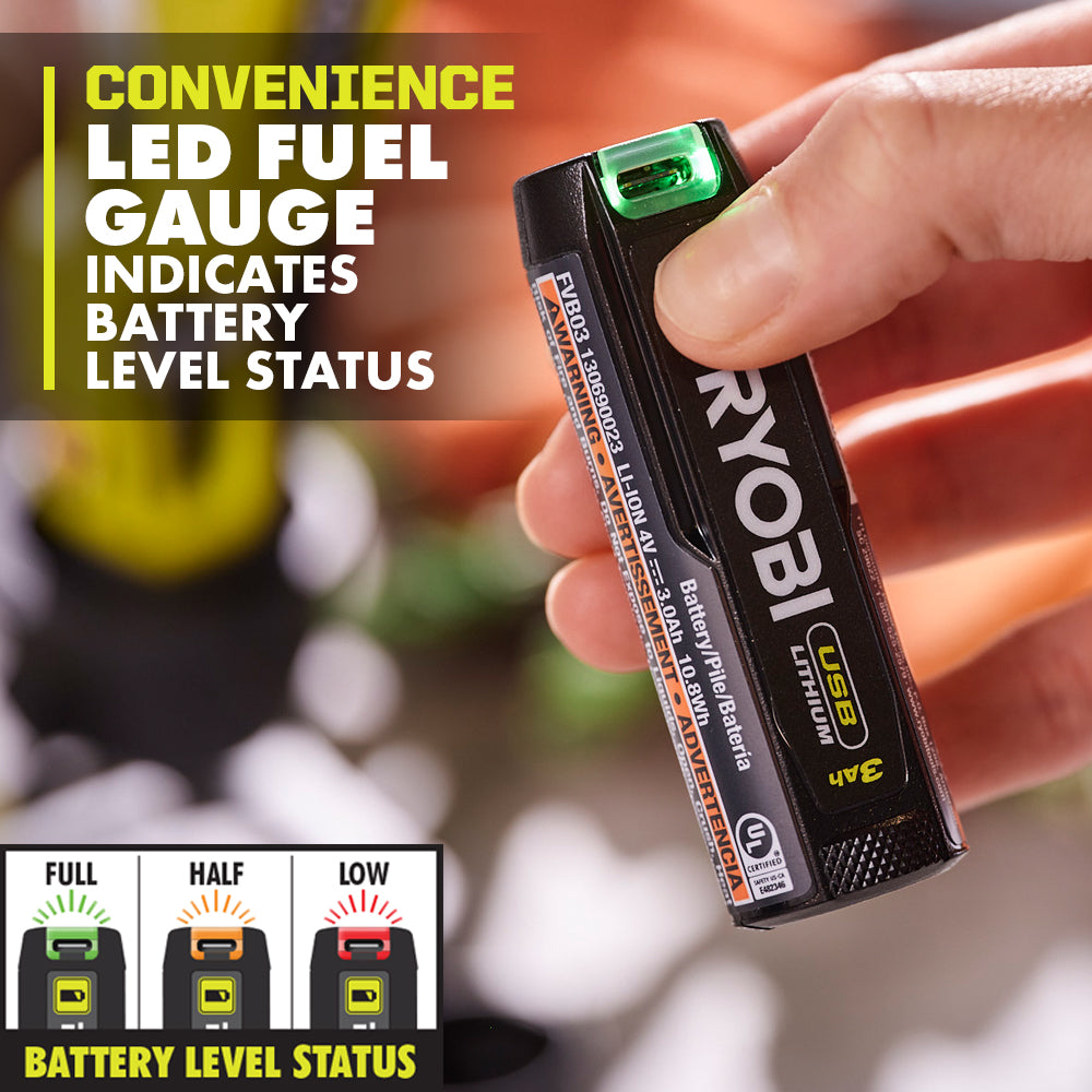 USB Lithium 3AH Lithium Rechargeable Battery (2-Pack)
