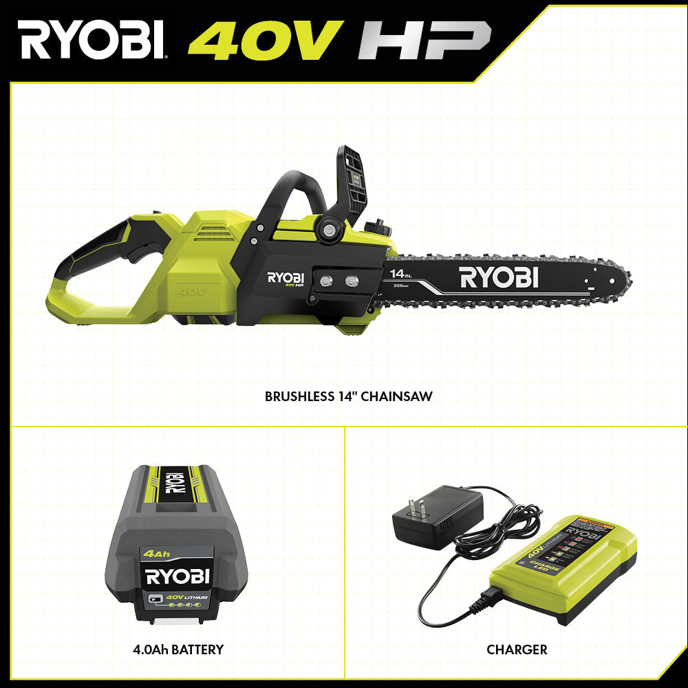 40V HP Brushless 14" Chainsaw Kit