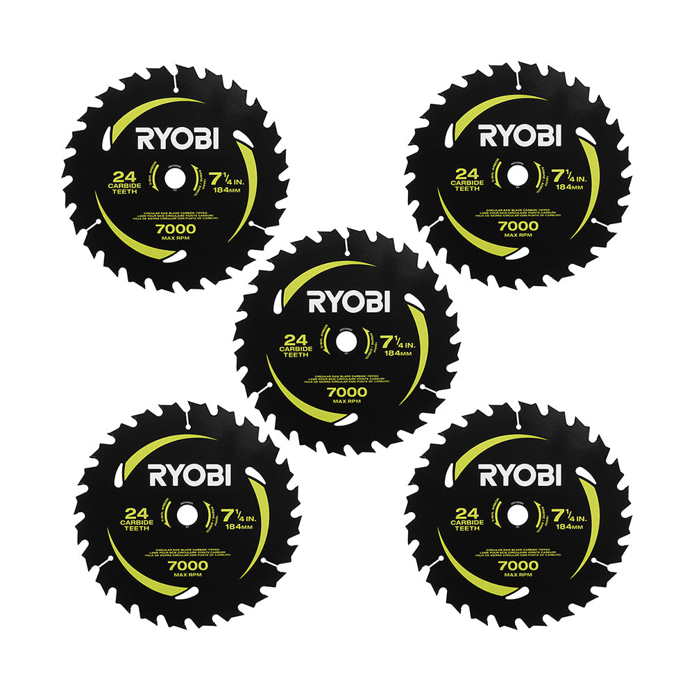 7-1/4" x 24T Carbide Teeth Thin Kerf Circular Saw Blade Set (5 Piece)
