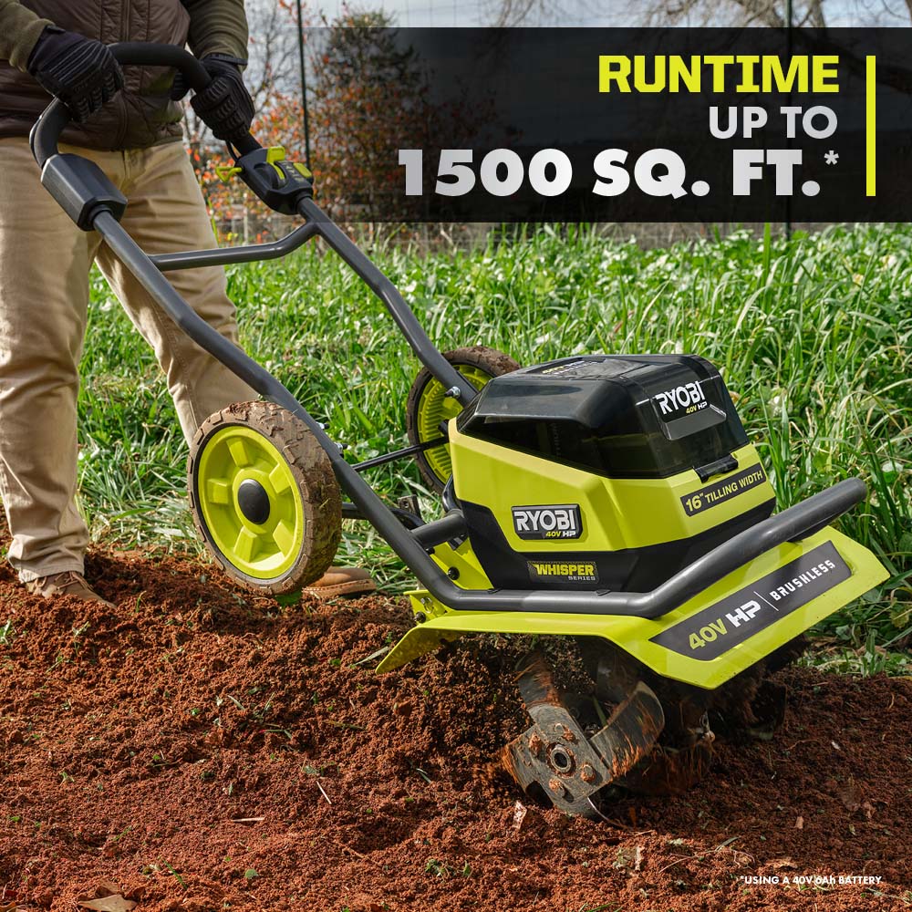 40V HP Brushless WHISPER SERIES 16" Front Tine Tiller Kit
