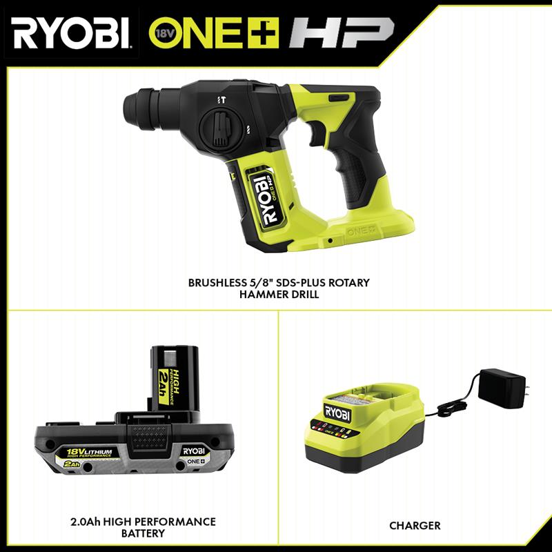 18V ONE+ HP Compact Brushless 5/8" SDS-Plus Rotary Hammer Kit