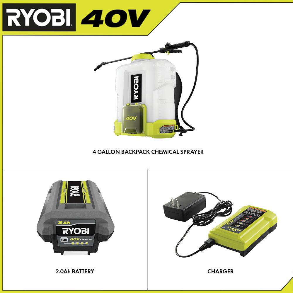 40V 4 Gallon Backpack Chemical Sprayer Kit