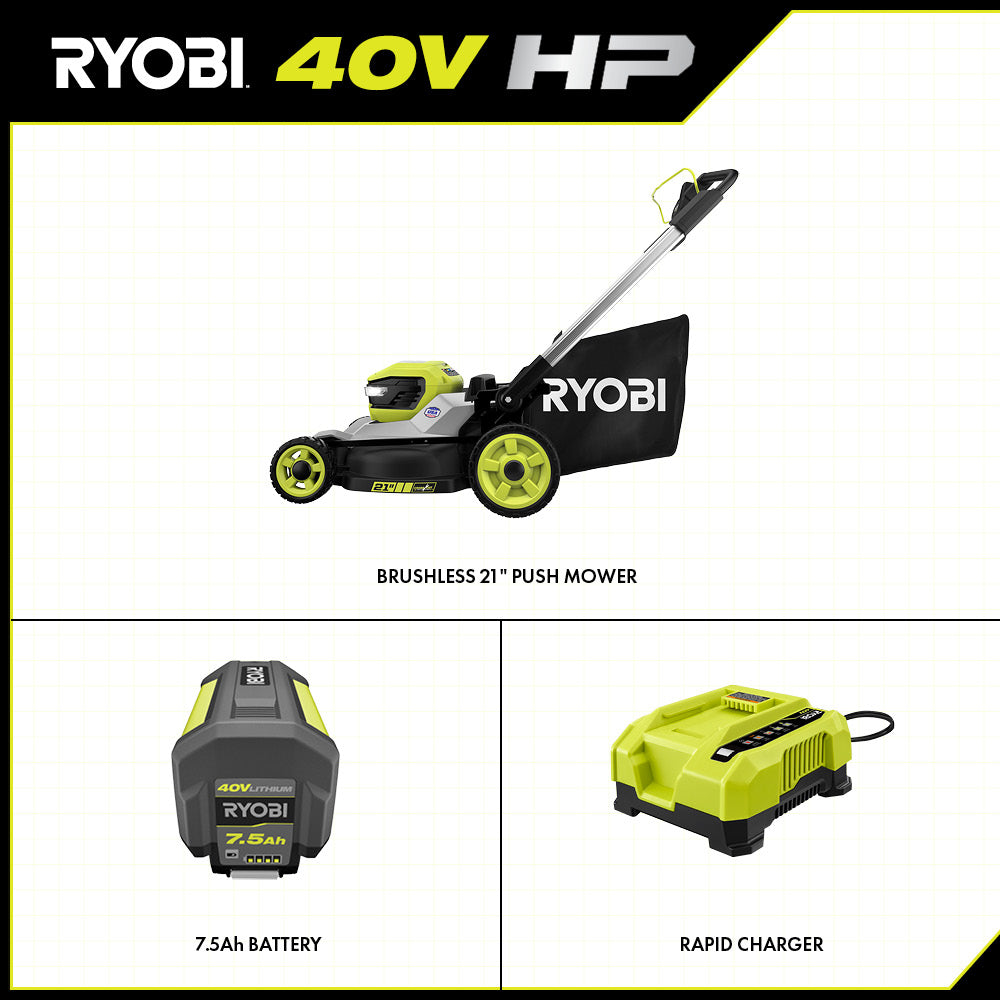 40V HP Brushless 21" Multi-Blade Push Mower Kit
