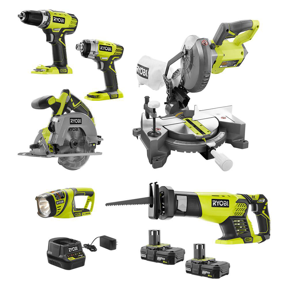 18V ONE+ 6-Tool Combo Kit with (2) 2.0 Ah Compact Batteries and 18V Charger