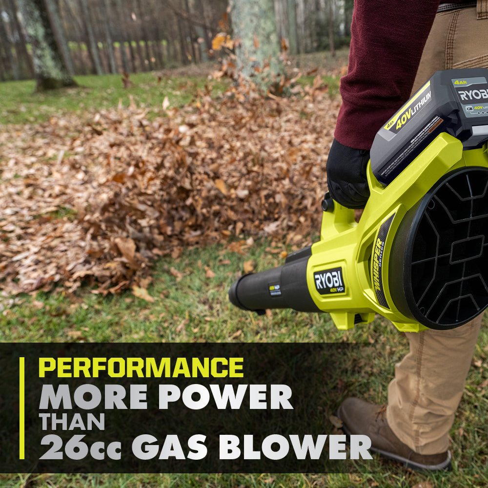40V HP Brushless WHISPER SERIES 650 CFM 160 MPH Leaf Blower Cordless with 4.0 Ah Battery and Charger