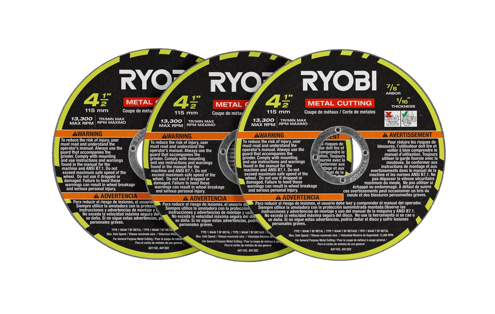3 PC. 4-1/2" Metal Cutting Wheel Set
