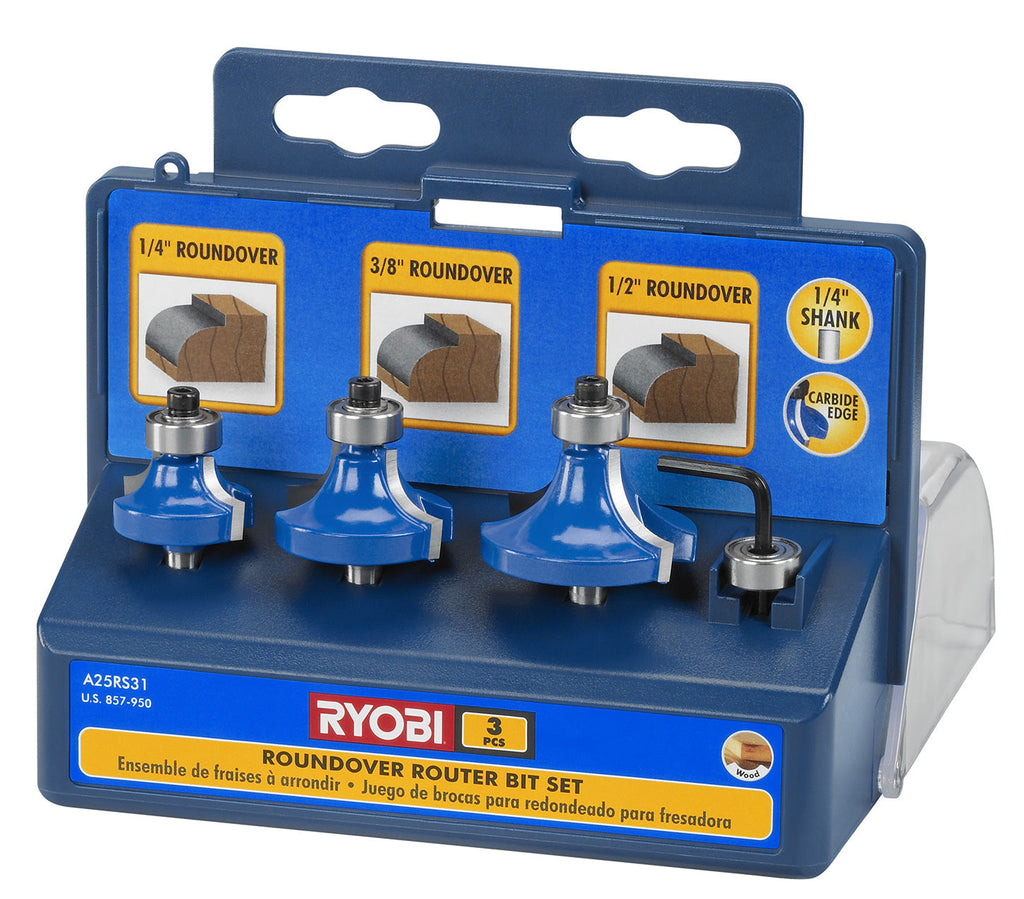 3 PC. Roundover Router Bit Set