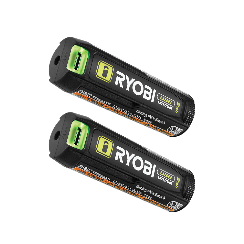USB Lithium 2AH Lithium Rechargeable Battery (2-Pack)
