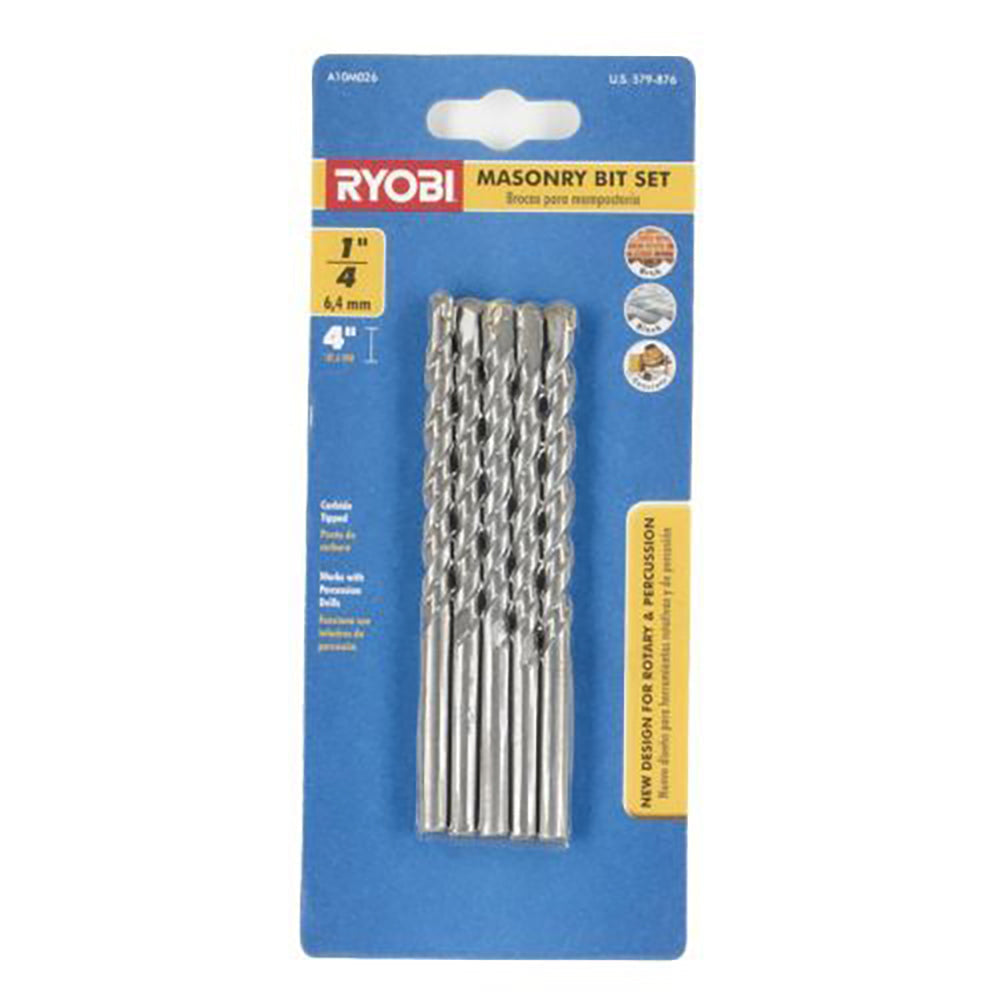 1/4" x 4" 5 PC. Masonry Bit Set