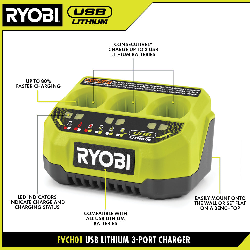 USB Lithium 3-Port Charger