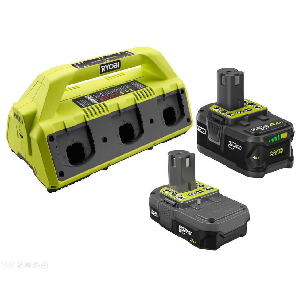 18V ONE+ Battery and Charger Kit with (1) 2.0 Ah, (1) 4.0 Ah Battery, and 6-Port Supercharger