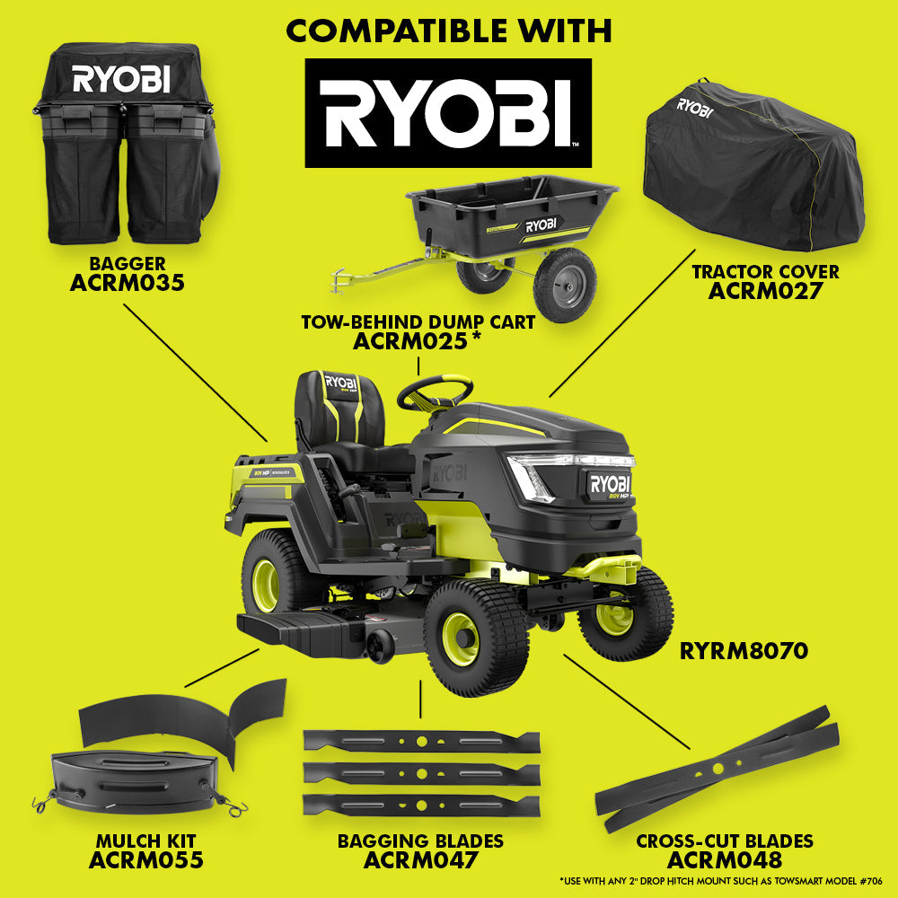 80V HP Brushless 46" Battery Cordless Electric Riding Lawn Tractor Kit