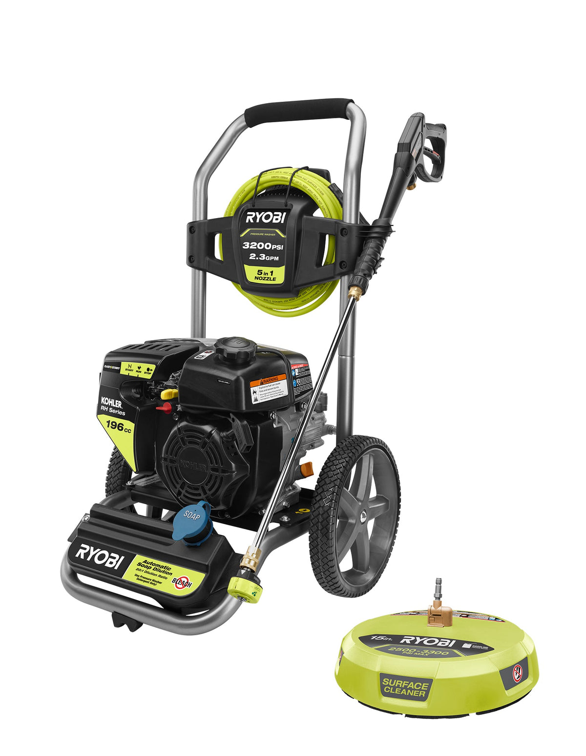 3200 PSI KOHLER GAS PRESSURE WASHER with 15" Surface Cleaner
