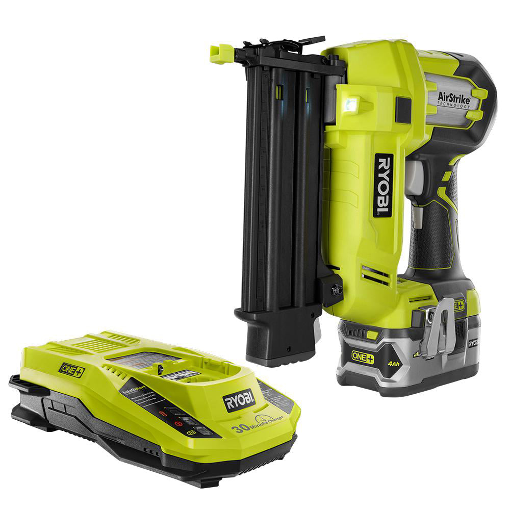 18V ONE+ AirStrike 18-Gauge Brad Nailer with (1) 4.0 Ah LITHIUM+ Battery and 18V Charger