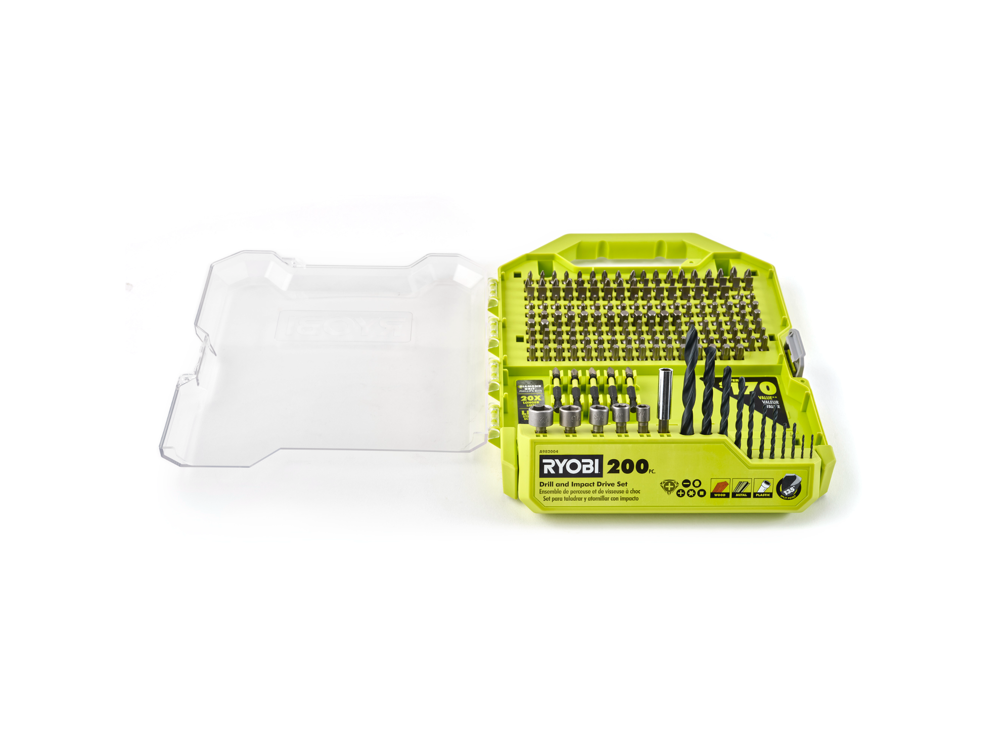 200 PC. Drill and Impact Drive Set