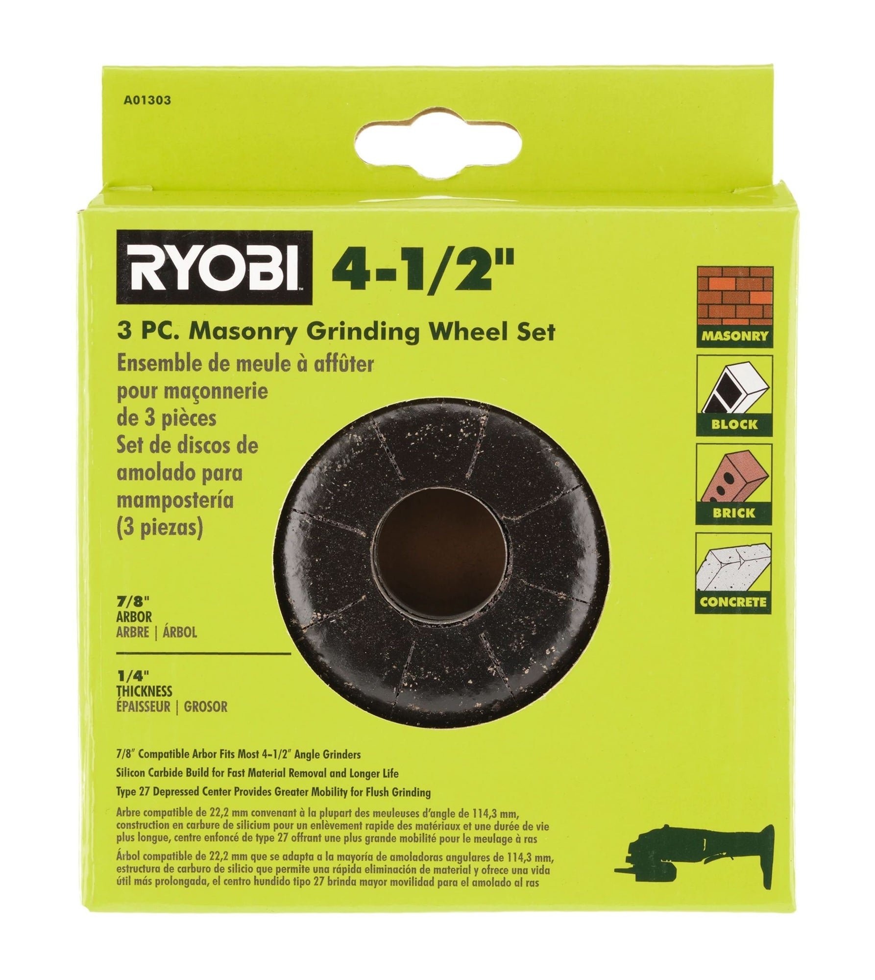 3 PC. 4-1/2" Masonry Grinding Wheel Set