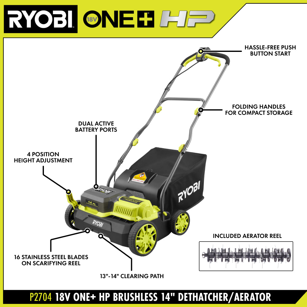 18V ONE+ HP Brushless 14" Dethatcher/Aerator