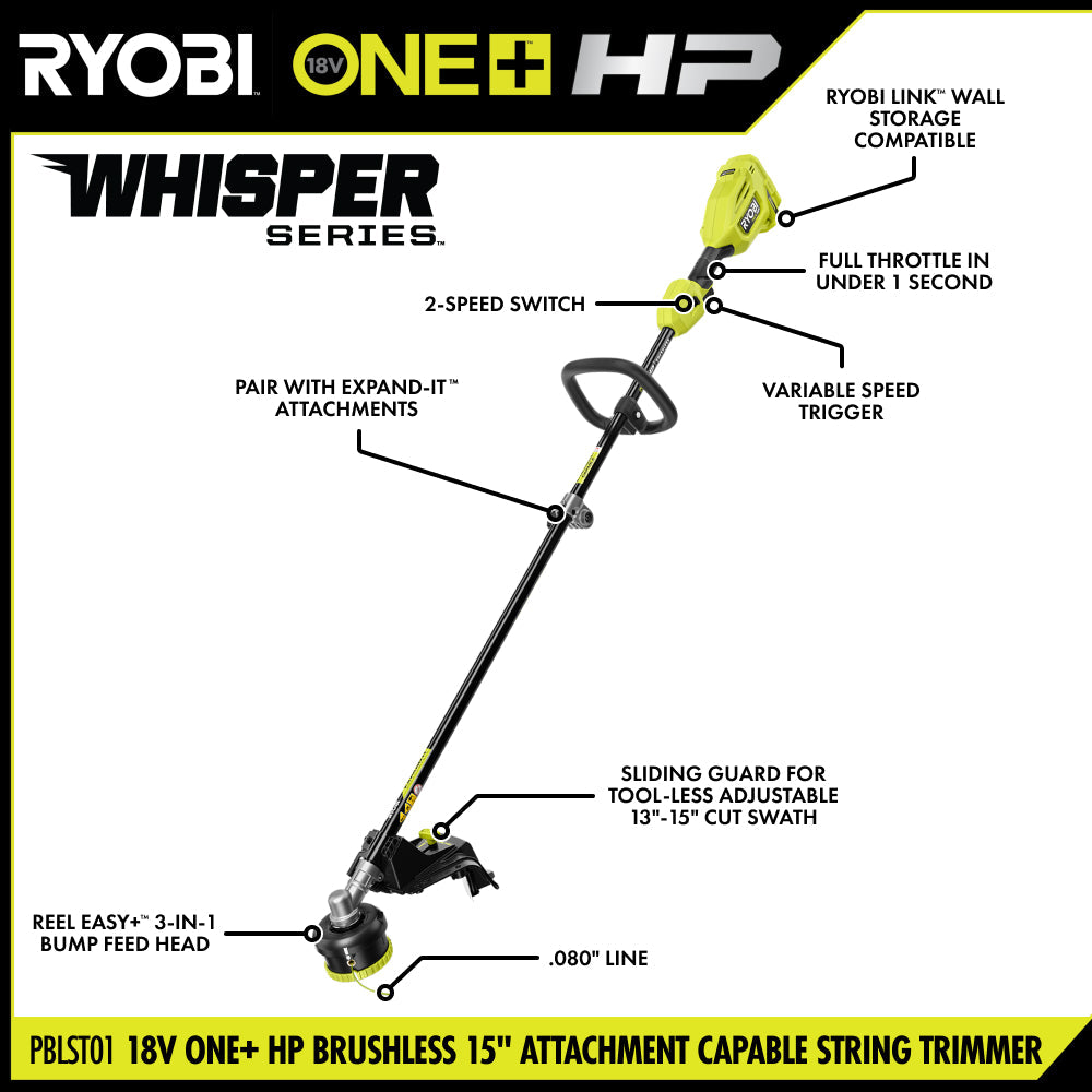 18V ONE+ HP Brushless 15" Attachment Capable String Trimmer