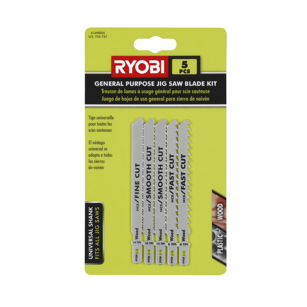 5 PC. General Purpose Jig Saw Blade Kit