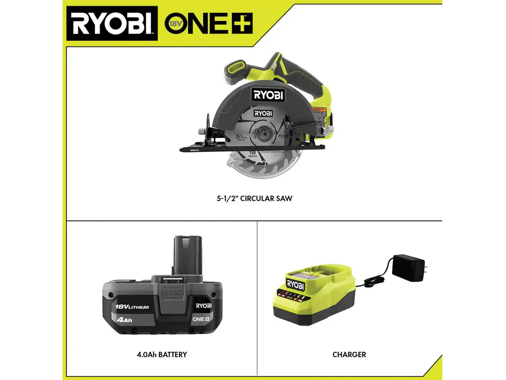 ONE+ 18V Cordless 5-1/2 in. Circular Saw Kit with 4.0 Ah Battery and Charger
