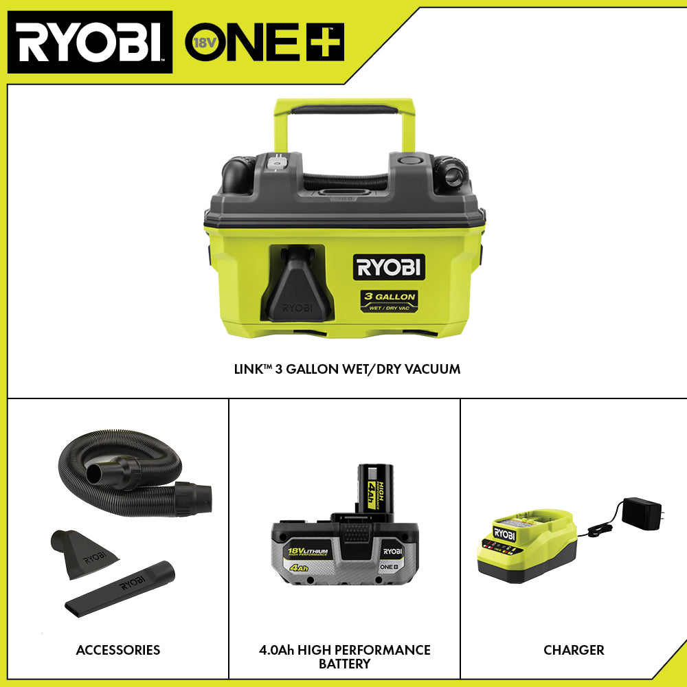 18V ONE+ LINK 3 Gallon Wet/Dry Vacuum Kit