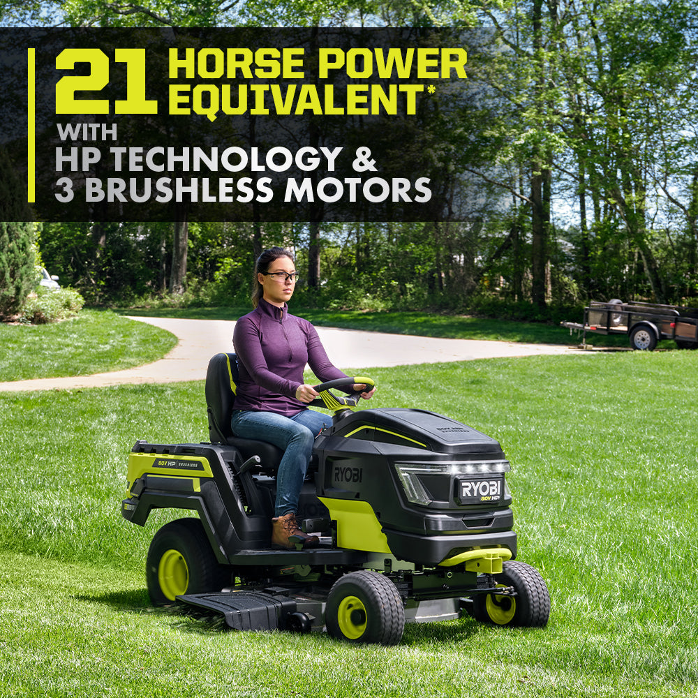 80V HP Brushless 42" Battery Cordless Electric Riding Lawn Tractor Kit