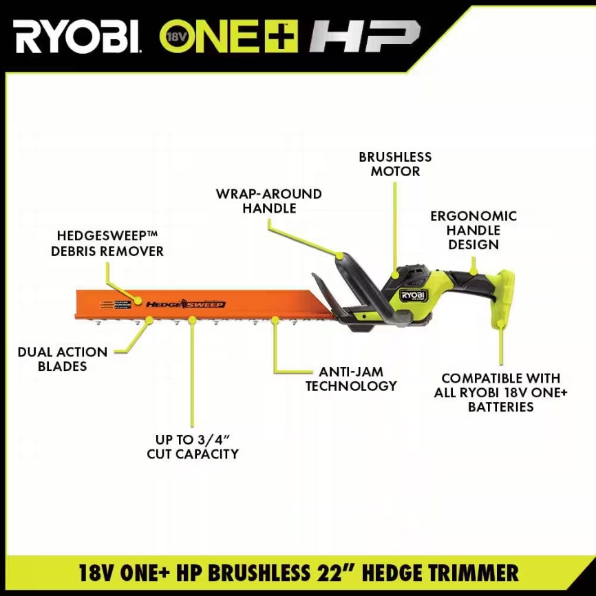18V ONE+ HP Brushless 22" Hedge Trimmer Kit