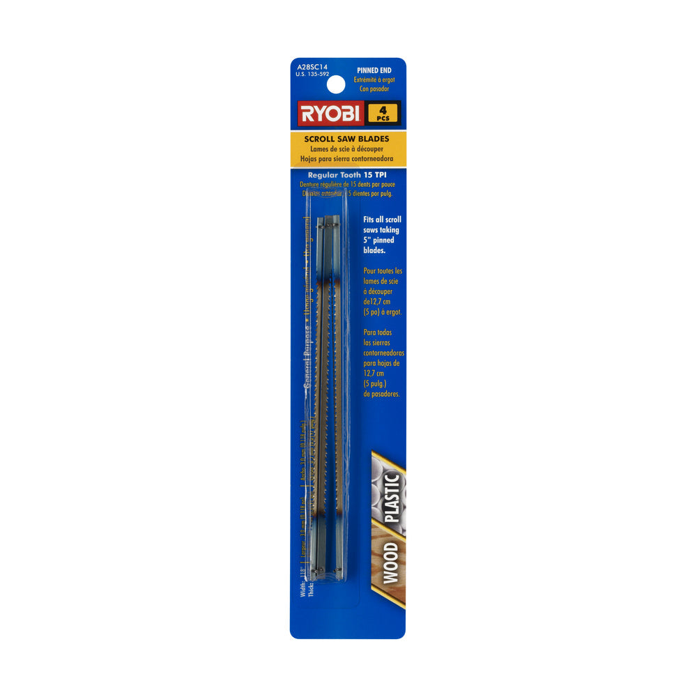 4 PC. Tooth Per Inch Scroll Saw Pinned Blades (15-Pack)
