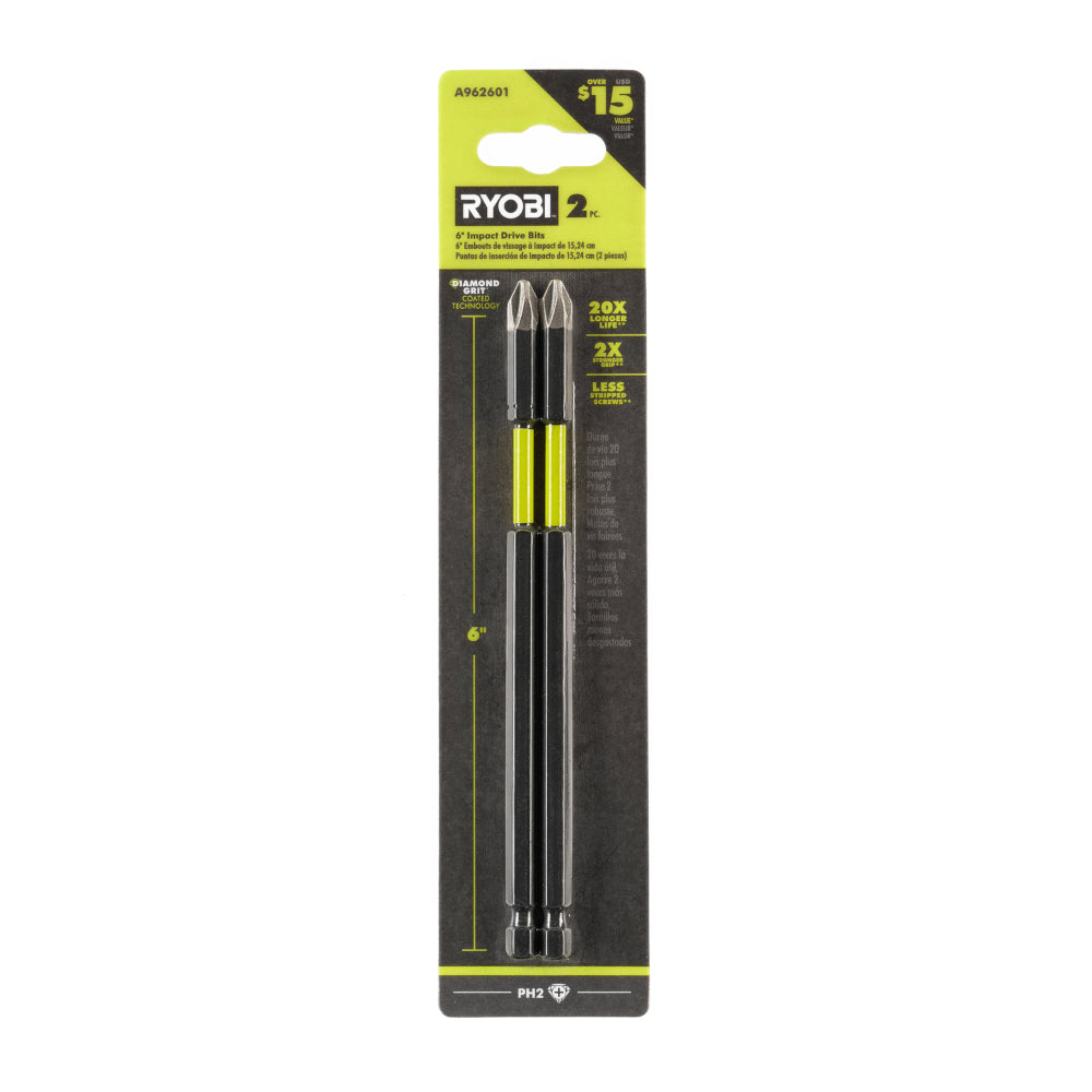 2 PC. 6" Diamond Grit Impact Drive Bits