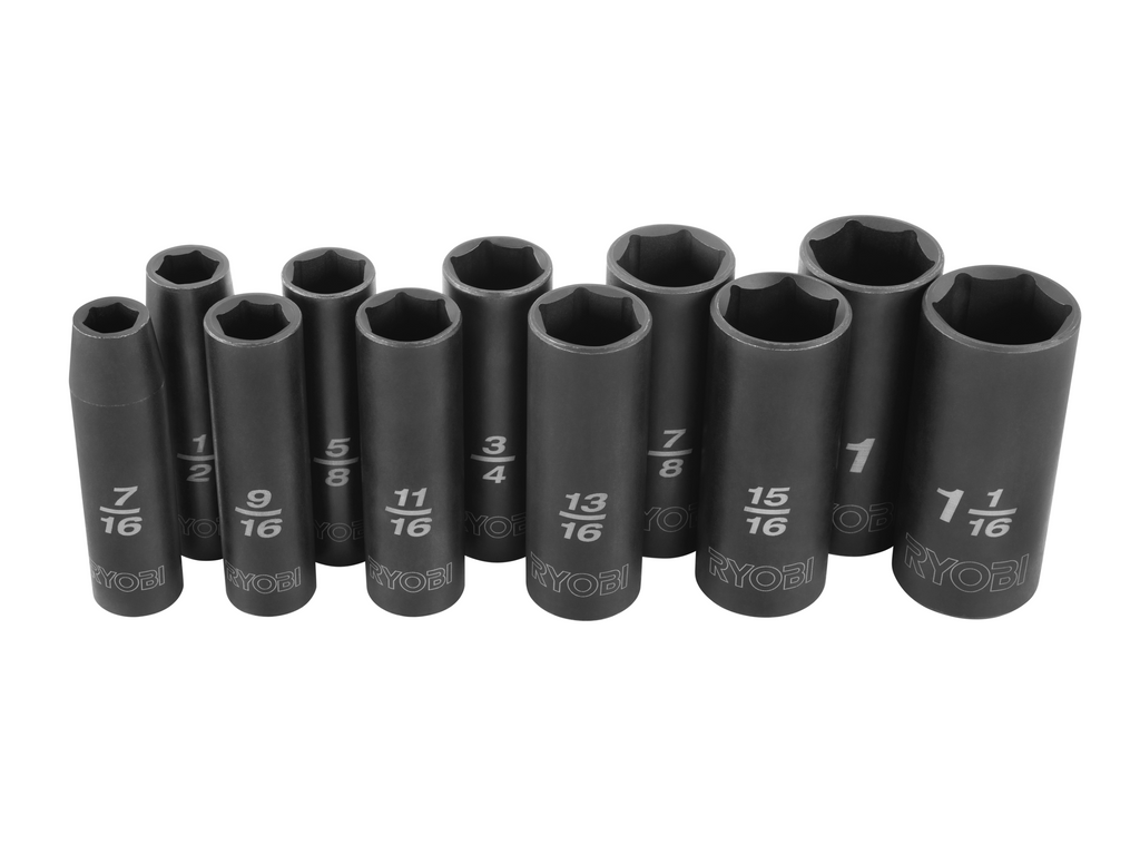 11 PC. SAE 1/2" Drive Deep Impact Socket Set