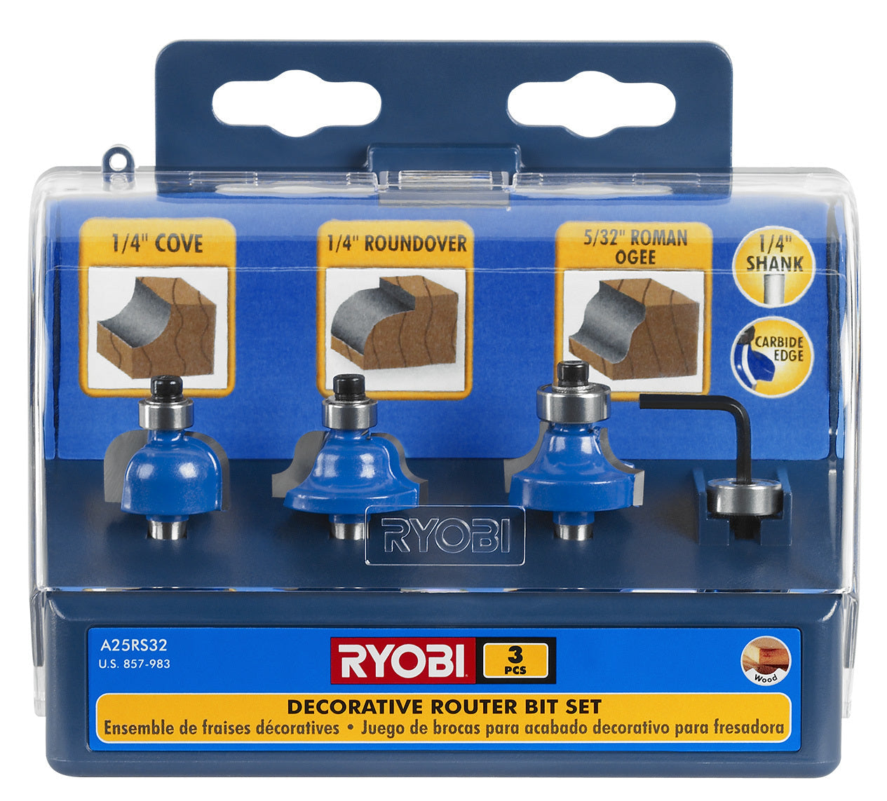 3 PC. Decorative Router Bit Set