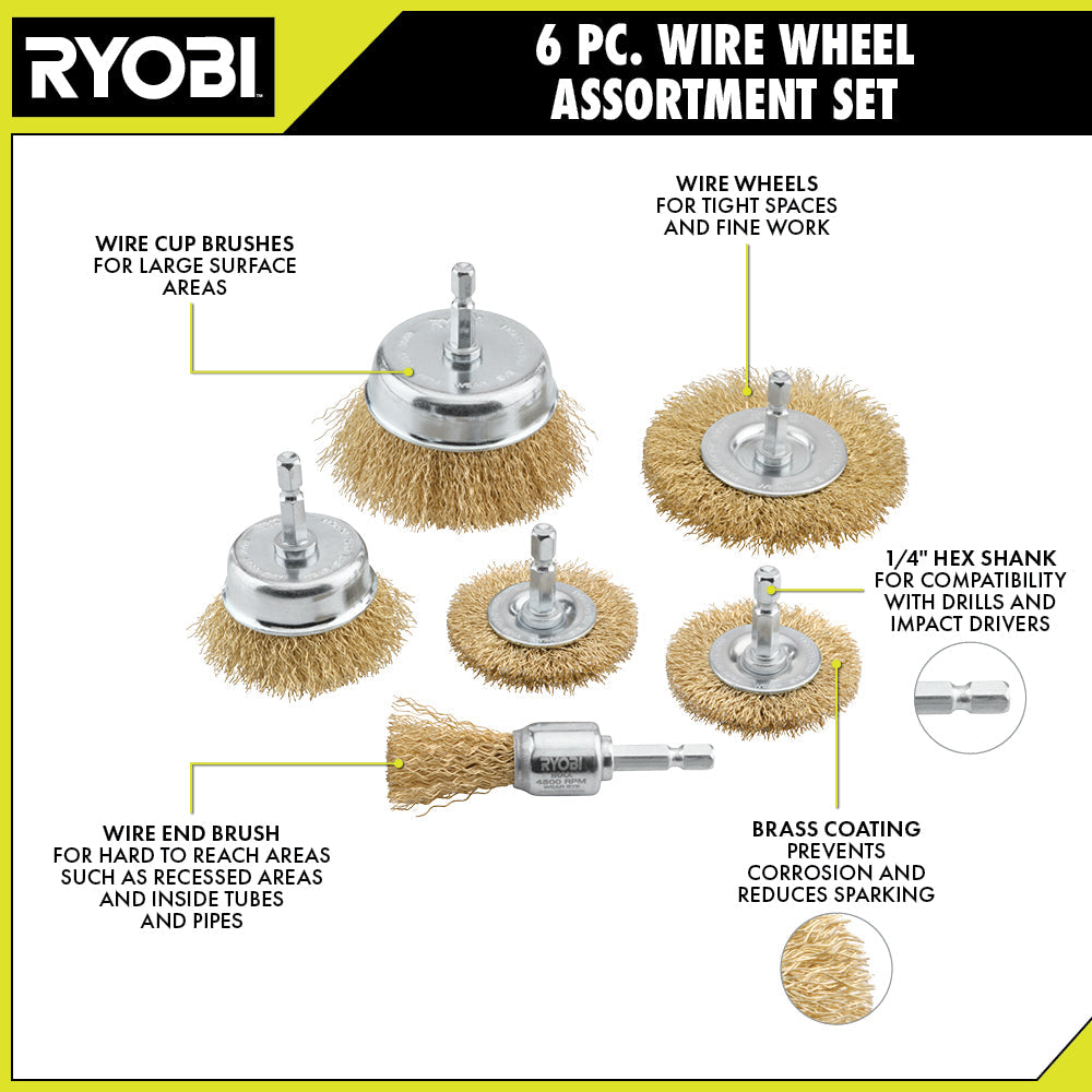6 PC. Wire Wheel Assortment Set
