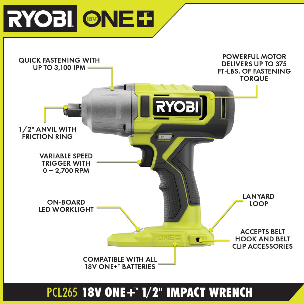 18V ONE+ 1/2" Impact Wrench Kit