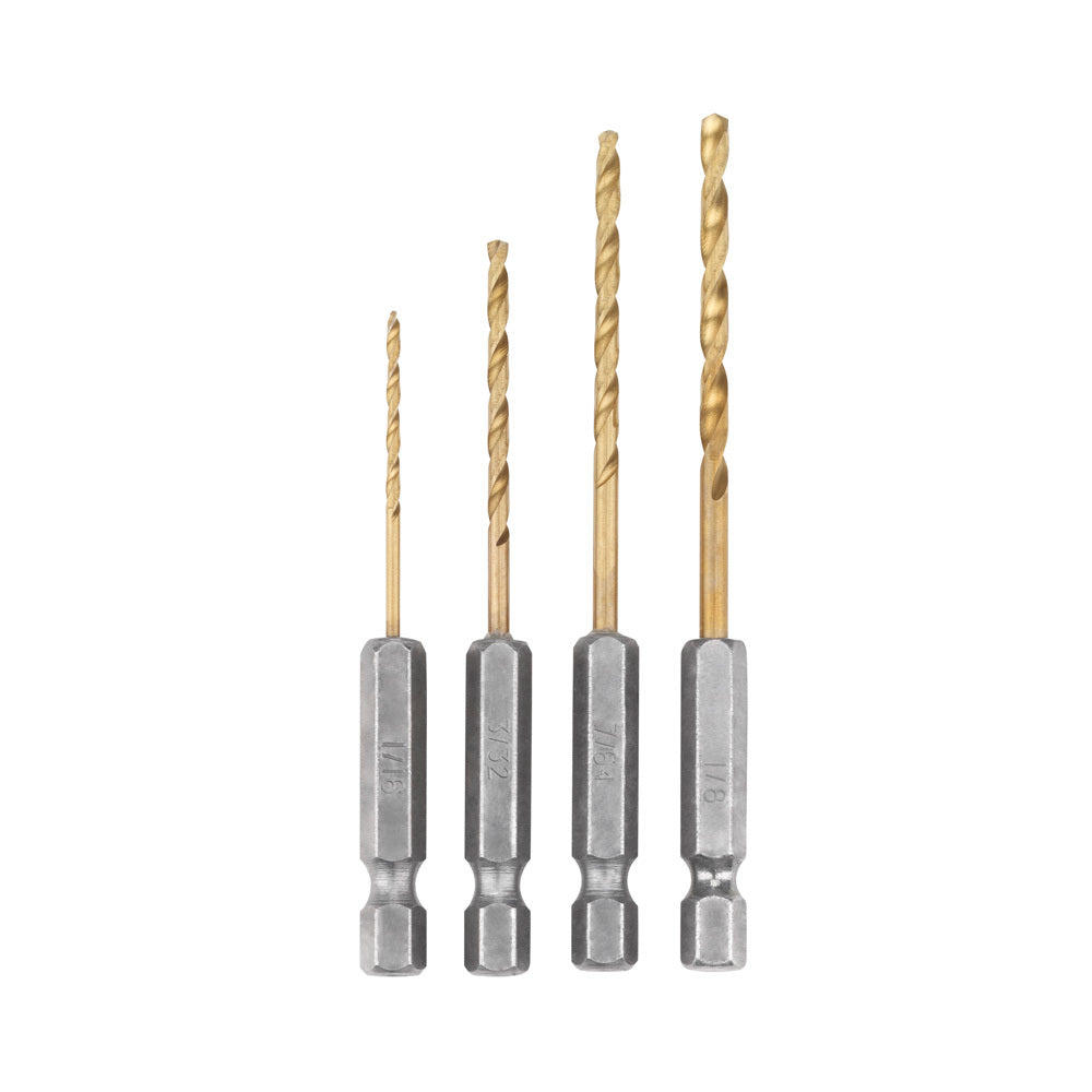 Hex Shank Pilot Titanium Drill Bit Set (4 PC.)