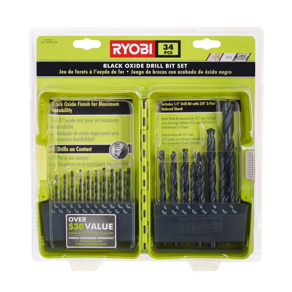34 PC Black Oxide Drill Bit Set