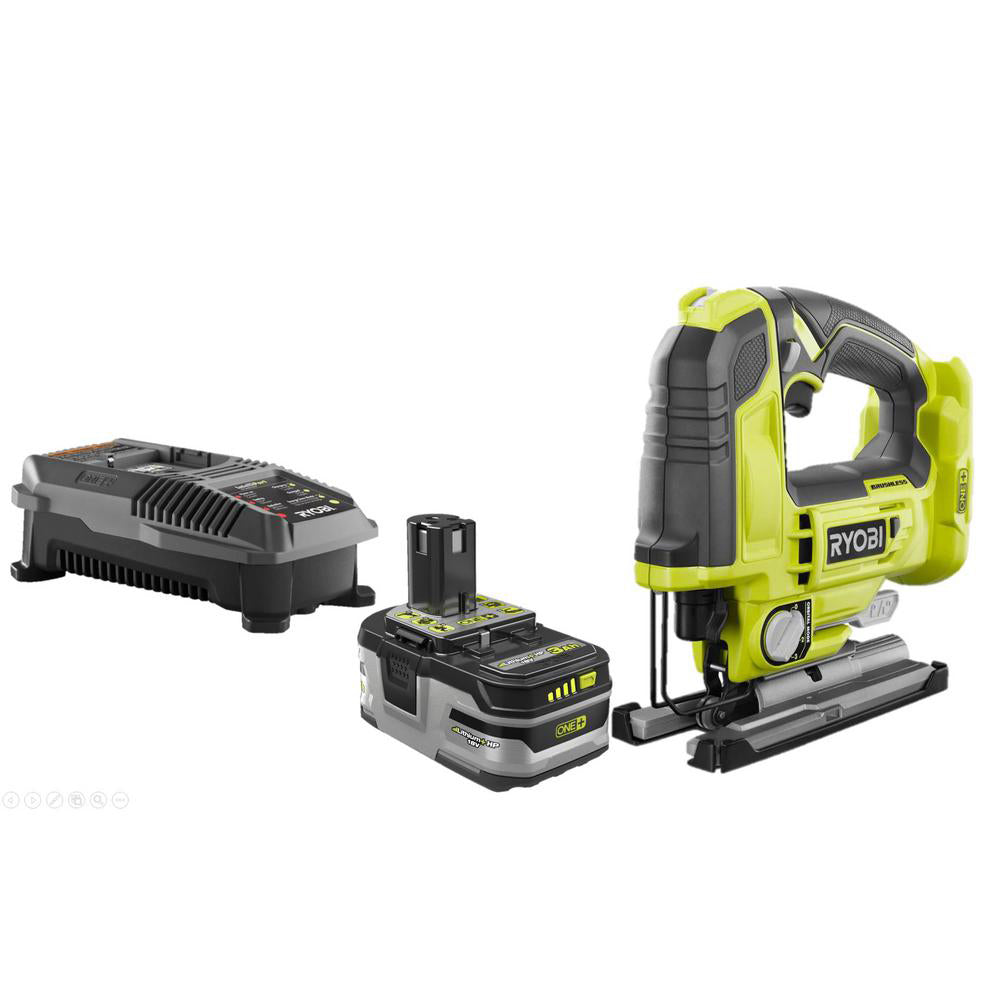 18V ONE+ Brushless Jig Saw with 3.0 Ah LITHIUM+ HP Battery and 18V Charger