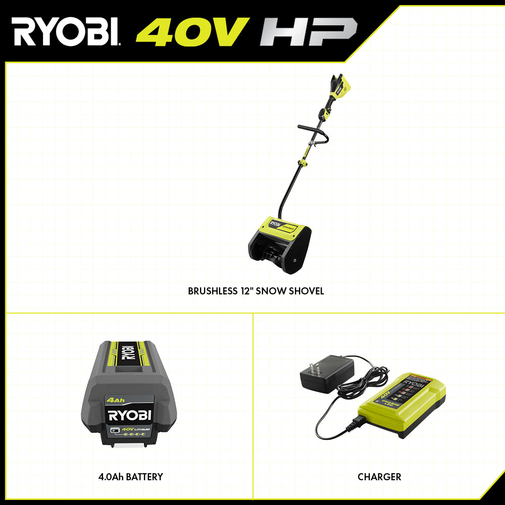 40V HP Brushless 12" Snow Shovel Kit