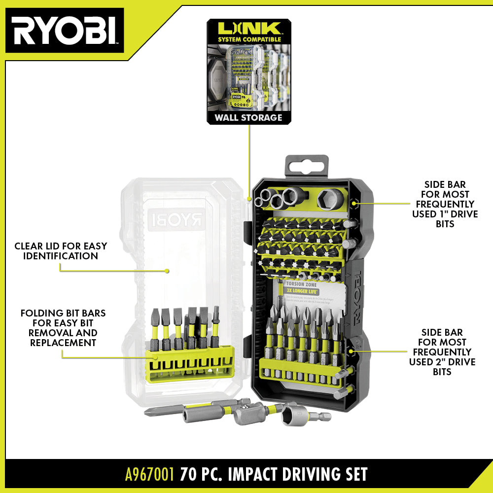 70 PC. Impact Rated Driving Bit Set