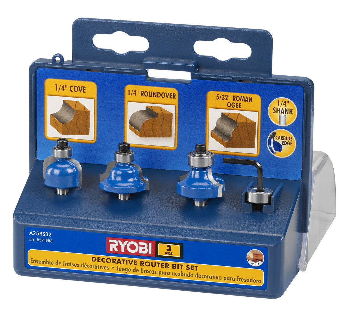 3 PC. Decorative Router Bit Set