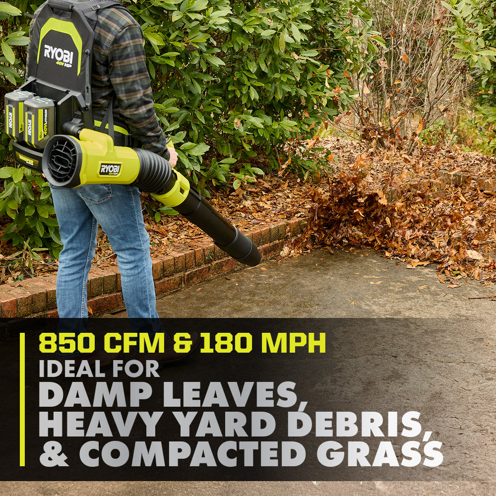 40V HP Brushless 850 CFM Backpack Blower Kit