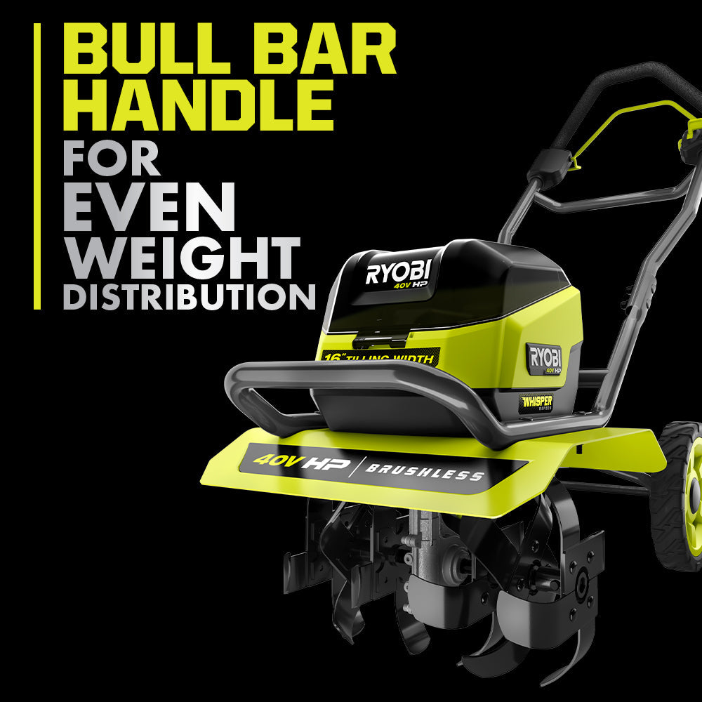 40V HP Brushless WHISPER SERIES 16" Front Tine Tiller Kit