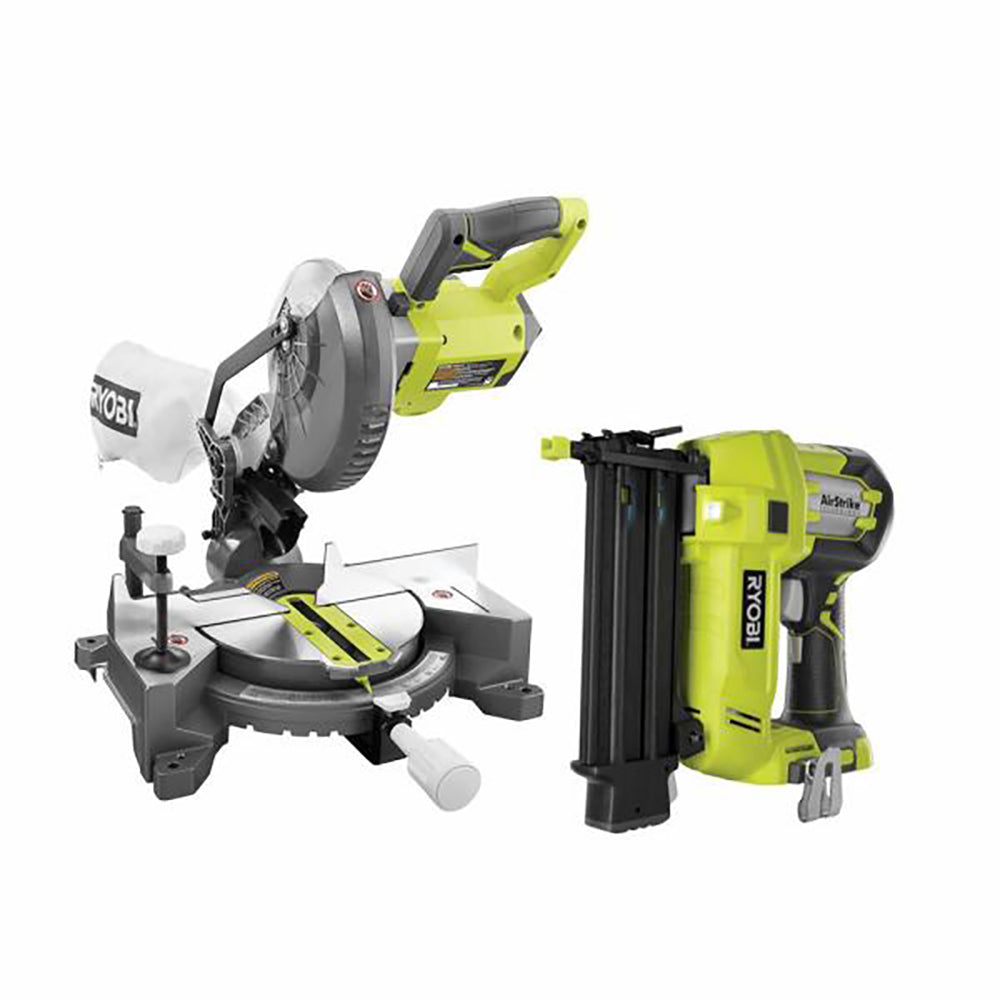 18V ONE+ 7-1/4" Miter Saw & AirStrike 18GA Brad Nailer