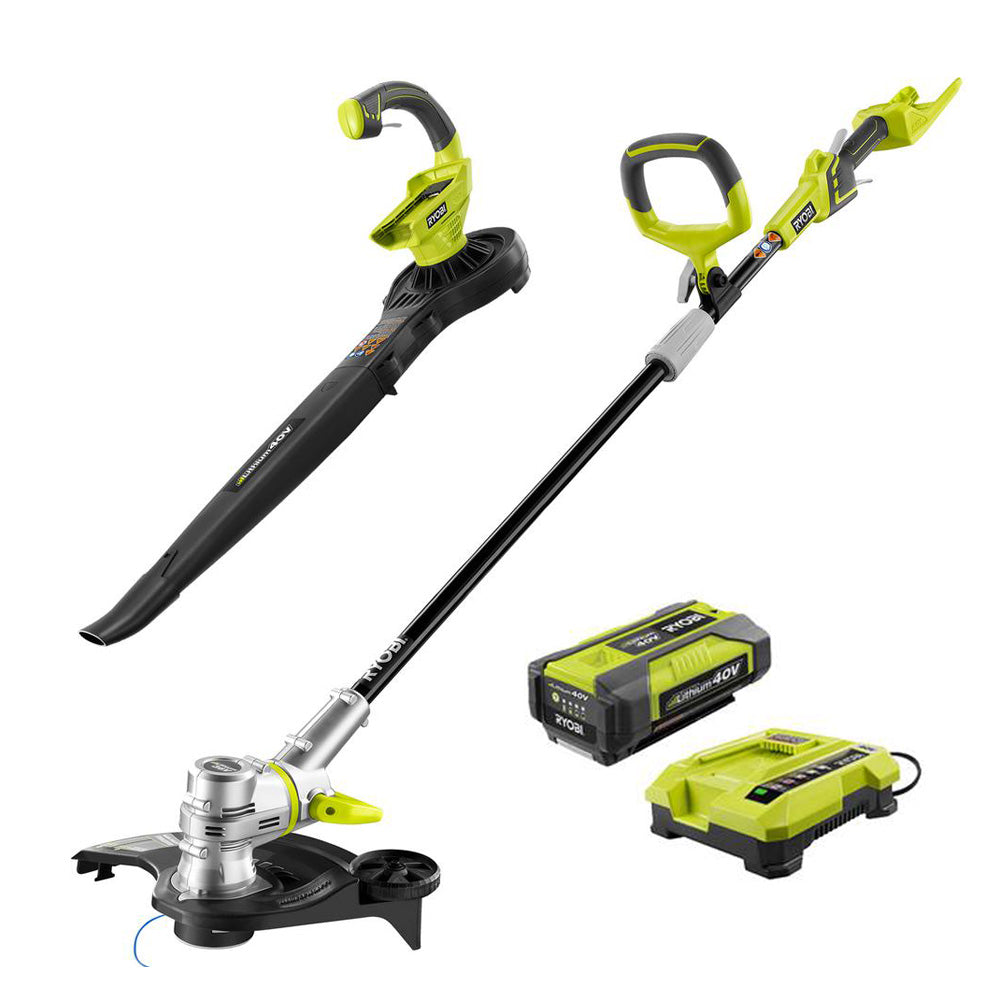 40V Trimmer/Edger and Blower/Sweeper Combo Kit - 1.5 Ah Battery and Charger Included
