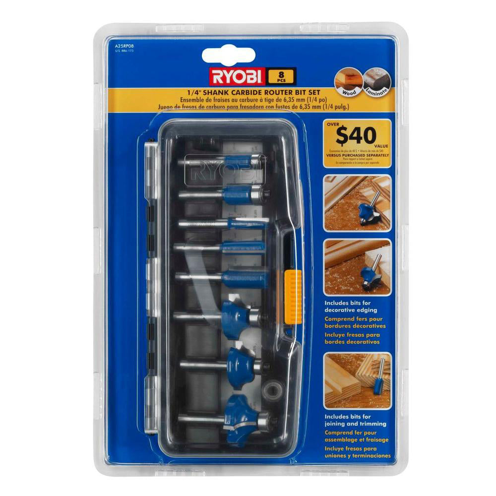 8 PC Carbide Tip Router Bit Set