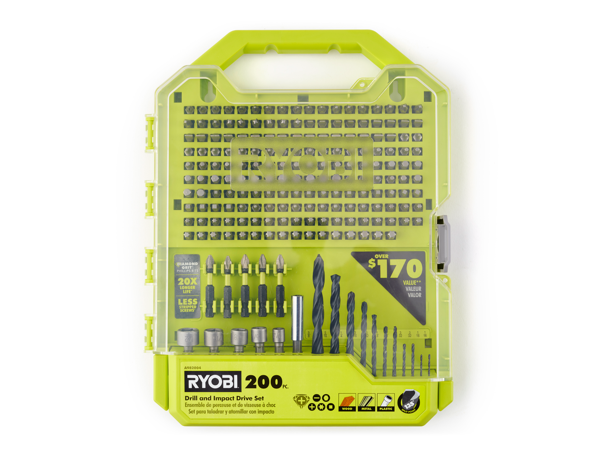 200 PC. Drill and Impact Drive Set