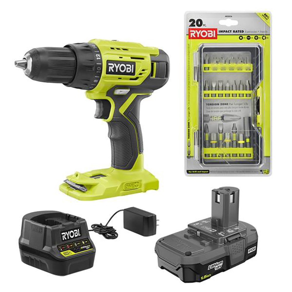 18V ONE+ 1/2" Drill/Driver Kit with 20 PC. Impact Rated Driving Kit