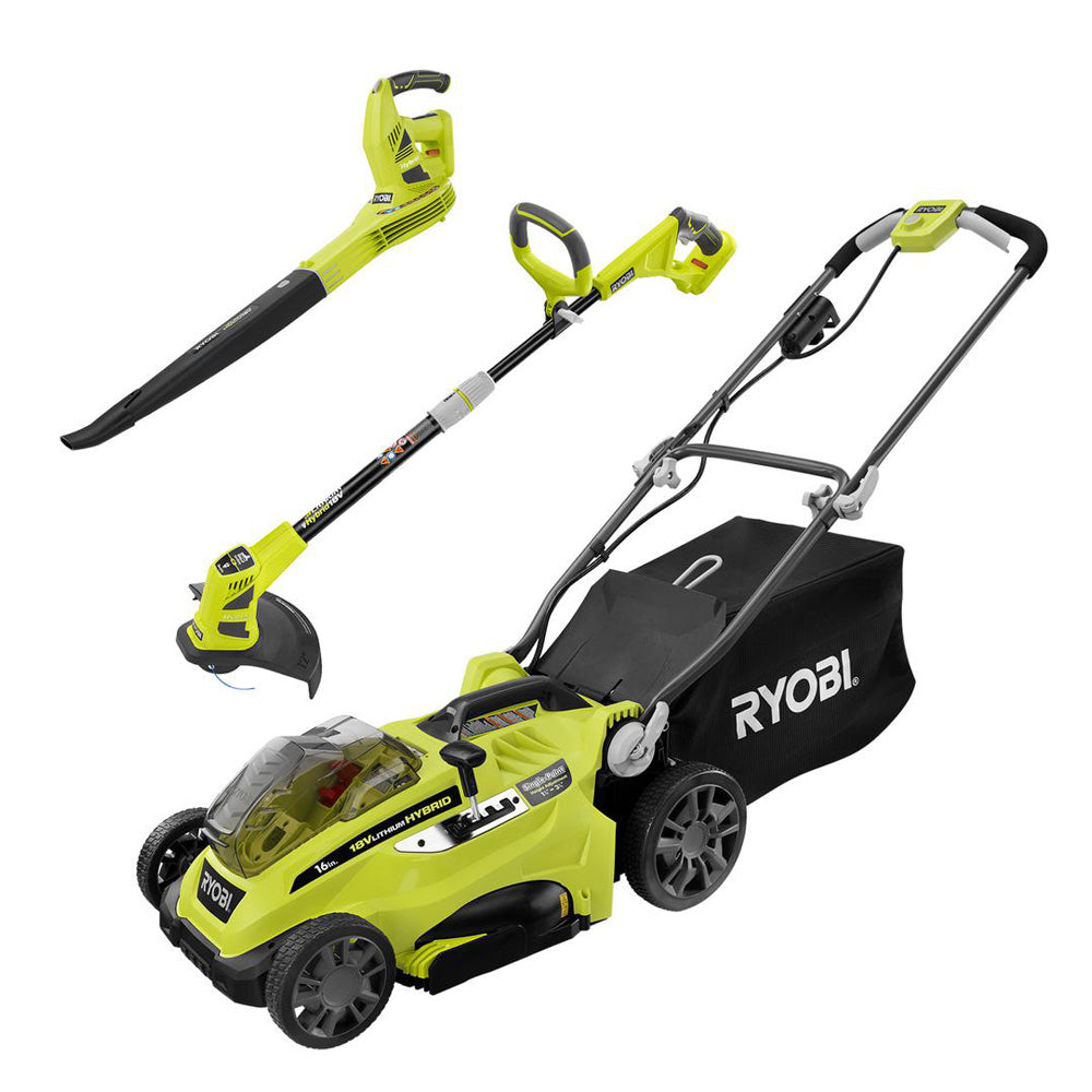 18V ONE+ 16" Hybrid Lawn Mower with Hybrid Trimmer and Sweeper Combo Kit - Battery and Charger Not Included